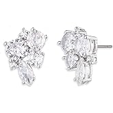 Emily in Paris Silver-Tone Cubic Zirconia Cluster Stud Earrings