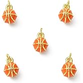 KitBeads 10Pcs Brass Basketball Charms 18K Gold Plated Sport Enamel Round Ball Pendant Charm for Bracelet Jewelry Making Necklaces Earrings Bulk