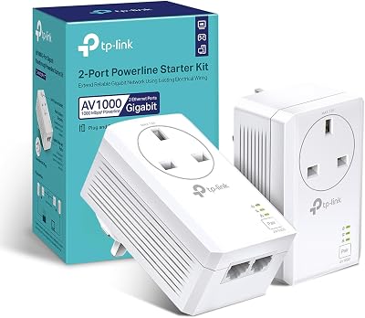 TP-Link TL- AV1000 Powerline Adapter Kit 2-Port Gigabit Passthrough
