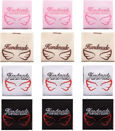 PH PandaHall 200pcs Handmade Woven Sewing Labels 4 Colors Polyester Tags