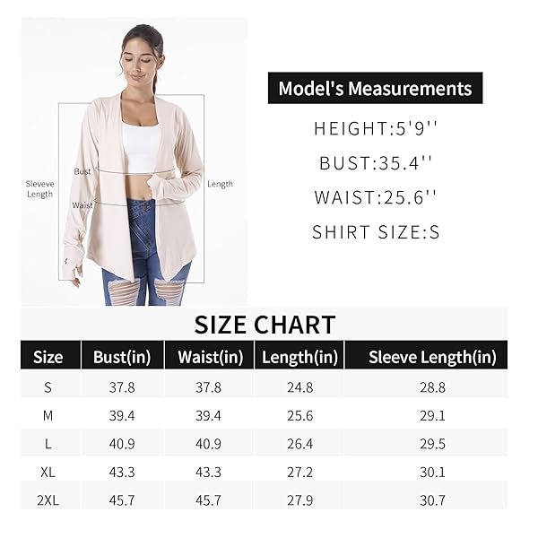 WOMENS LIGHTWEIGHT SUMMER CARDIGAN RASH GUARD UPF 50+ LONG SLEEVE UV SPF COOL SHIRT WITH POCKETS THUMB HOLE