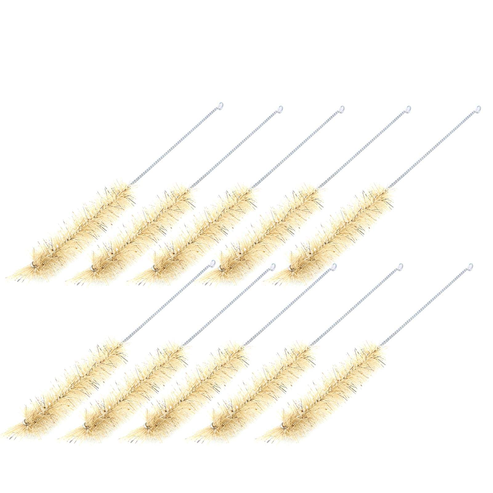 10Pcs Test Tube Brush Tube Bottle Wash Cleaning Brush Tan Bristles Radial Tip for Set Chemistry Test(L)