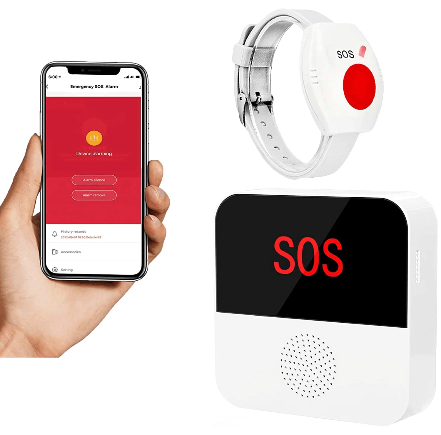 WiFi Caregiver Call Button System Smart App Alert Emergency Call Button Personal Help Alert at Home for Elderly Patients 1 Bracelet Call Button 1 Receiver — image 1