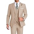 Mrbuerly Men Suit 3 Pieces Slim Fit, Groomsmen Business Jacket Vest Pant with Tie 2 Buttons Prom Tuxedo Xs/3630