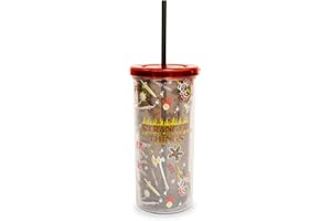 Silver Buffalo Stranger Things Hellfire Club 20-Ounce Carnival Cold Cup With Reusable Straw and Leakproof Lid