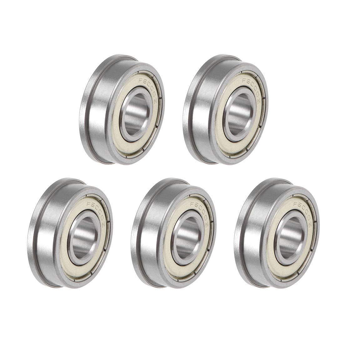 sourcing map F6000ZZ Flanged Ball Bearing 10x26x8mm Shielded Chrome Steel Flange Rip Bearings 5pcs