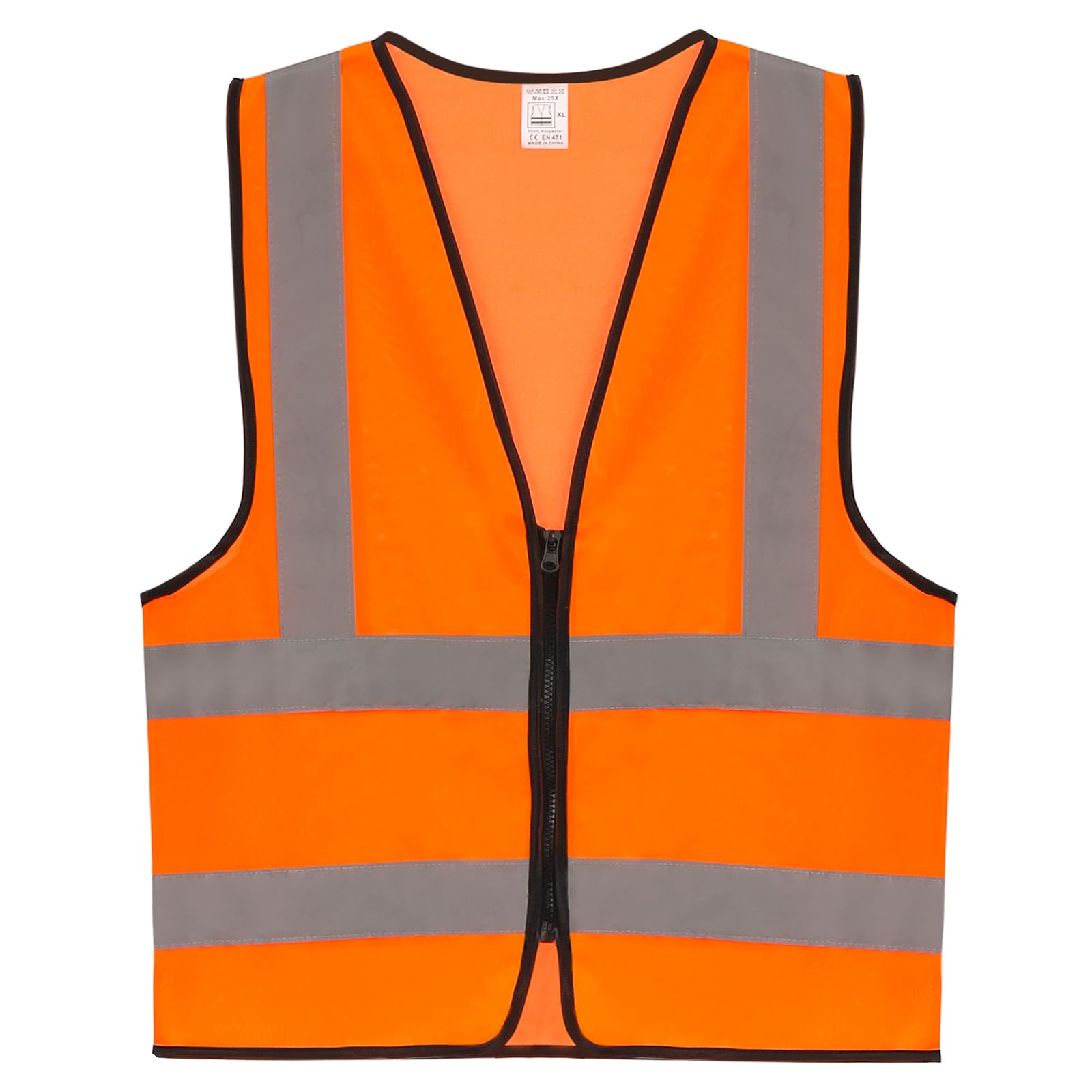 PATIKIL Reflective Safety Vest, X-Large High Visibility Security Vest with Zipper for Men Women Work Construction, Orange