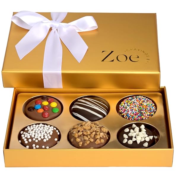CRAVINGS BY ZOE BIRTHDAY CHOCOLATE COVERED COOKIES GIFT BASKET | 6 COUNT | KOSHER MILK & DARK BELGIAN CHOCOLATE GOURMET FOOD GIFT BOX | BIRTHDAY, THANK YOU, CANDY GIFTING MEN WOMEN HIM HER MOM