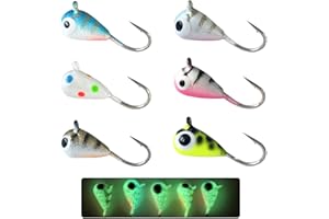 Bombite Tungsten Ice Fishing Jig Set Super Sensitive Ice Jigs Ice Fishing Lures for Crappie Panfish Sunfish Bluegill Perch Walleye Pike 6pcs 3mm 4mm 5mm