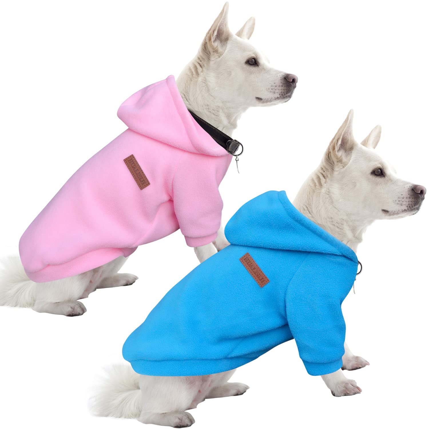 HuaLiSiJi Dog Hoodie Dog Sweatshirt Elasticity Fabric is Quite Comfortable, Soft and Warm for the Animal and Easy to Wear (Pink+Blue, L)