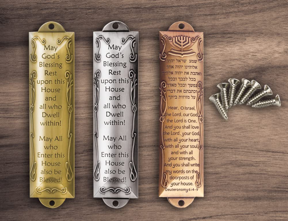 Garybank Set Of 3 Mezuzah Pewter Mezuzahs With Scroll For Door
