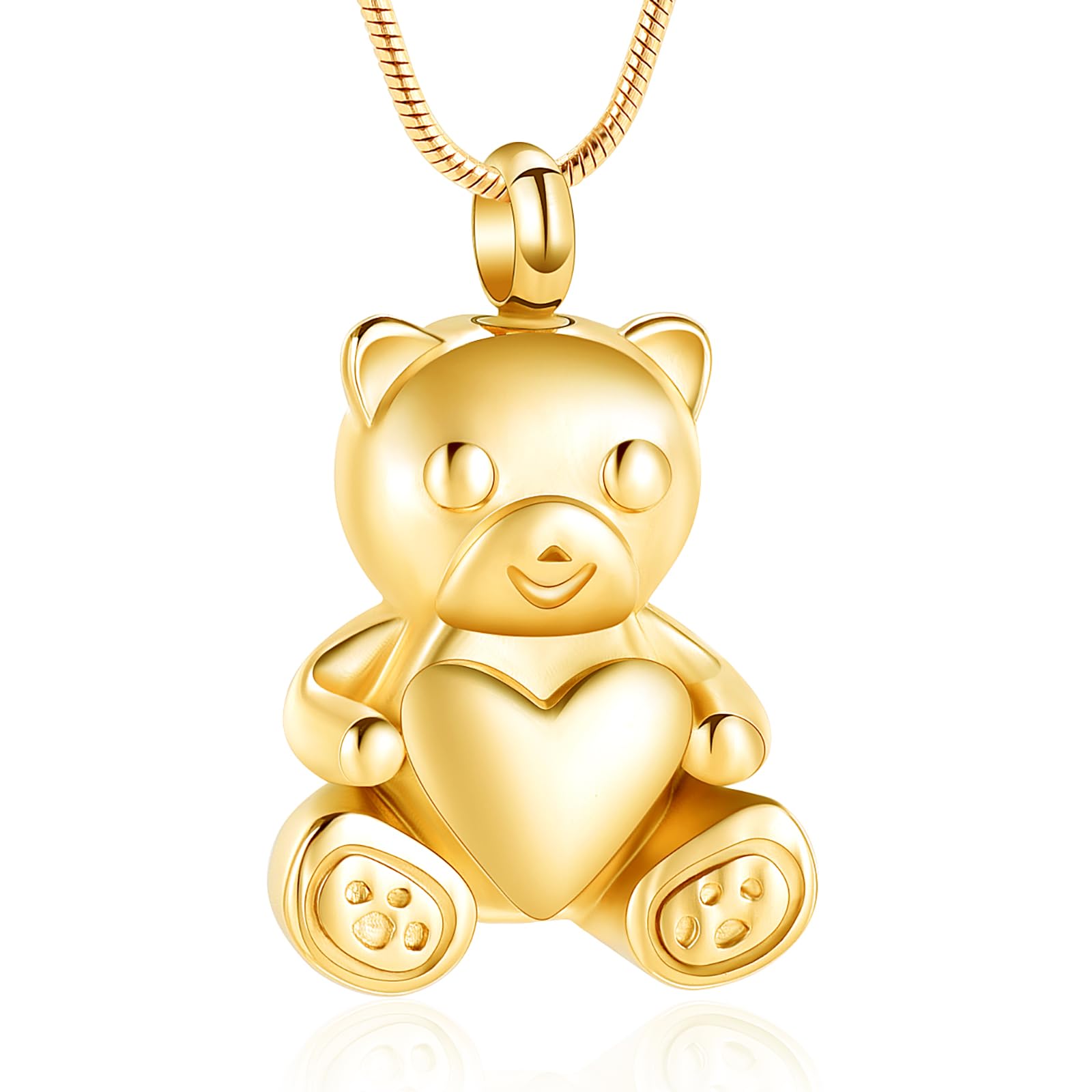 Cremation Jewelry - Teddy Bear Urn Necklace for Men Women with Mini Keepsake Urn Memorial Ash Jewelry
