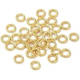 DanLingJewelry Approx 1000Pcs Golden Color Stainless Steel Open Jump Rings 4 mm Diameter Round Connector Rings for Jewelry Crafting Finding