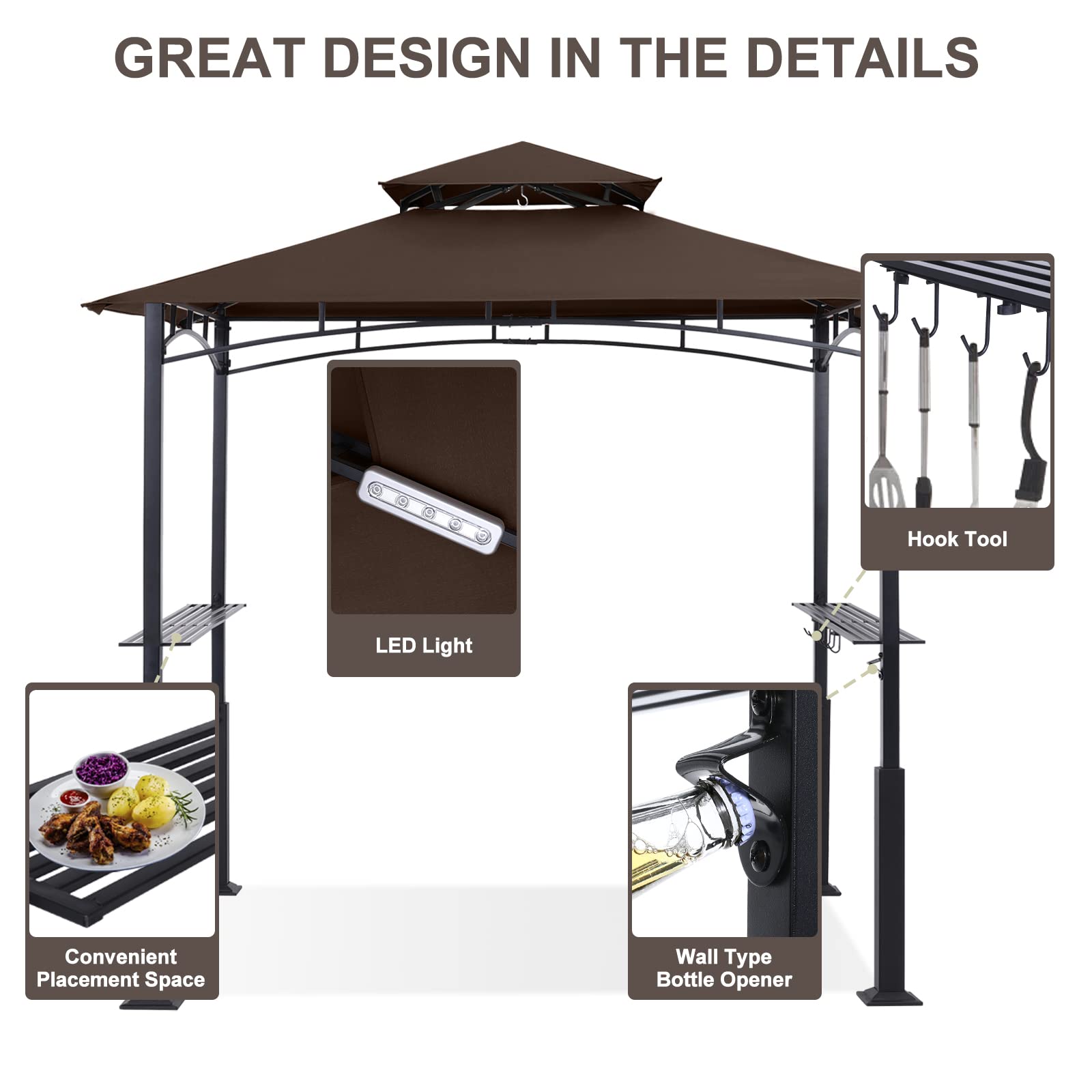 ABCCANOPY 8'x 5' Grill Gazebo Canopy Outdoor BBQ Gazebo Shelter with