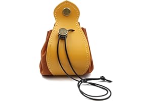 JULY-TECH Leather Drawstring Storage Bag, Catchall Pounch Box, DND Dice Gaming Tray, Coins, Keys, Earbuds Wallet - Versatile, Portable, Foldable (Khaki)