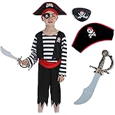 Leadtex Pirate Costume Set for Boys, Halloween Boys Pirate Outfit with Accessories for Trick or Treat Themed Party