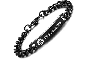 MEALGUET JEWELRY Custom Medical ID Bracelet for Women : Free Engraving Surgical Steel Cuban Chain Link Medical Alert Bracelet for Men Women,Personalized Medical Jewelry