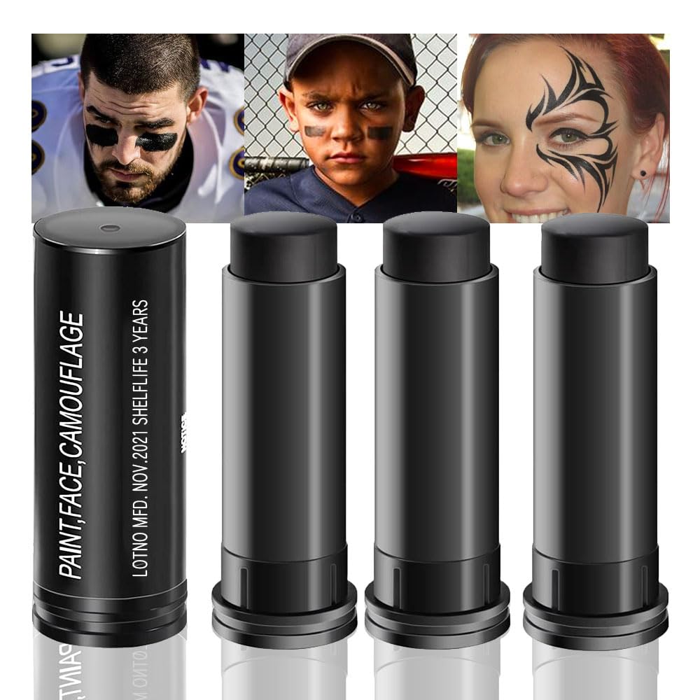 AWCCXMYM Lot de 3 bâtons de peinture pour le visage - Pour le sport, le football, le baseball, le softball, le fond de teint, Halloween, le maquillage, les fêtes costumées, les accessoires