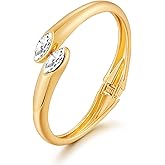 MUYAN Gold Polished Chunky Hinged Bangle Bracelet for Women Thick Statement Bracelet Fashion Jewelry