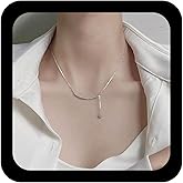 Ximdble Vintage Crystal Teardrop Choker Necklace Rhinestone Bar Necklace Sparkly Cz Arc Bar Y Drop Silver Cz Tassel Chain Y Lariat Jewelry for Women