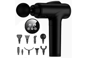 AYURA Massage Gun Deep Tissue, Percussion Muscle Massage Gun with 9 Heads 30-Speed Levels, Portable Handheld Massager Gun for Back Whole Body, Gifts for him her (Black)