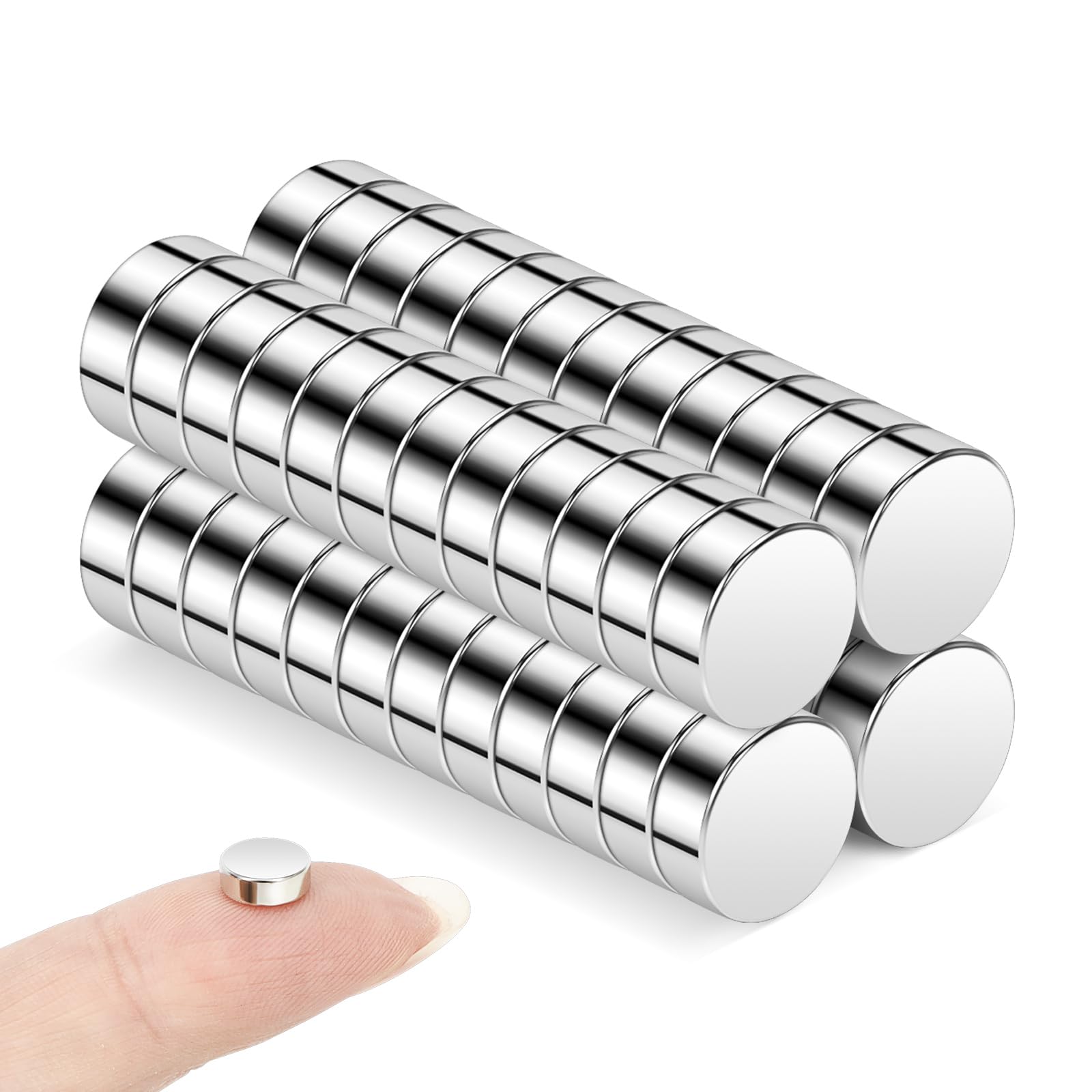 Wzone 8x3mm Strong Magnets, 50 Pack Small Round Fridge Magnets for Home Office Notice Board and DIY