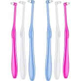 Boao 6 Pcs End Tuft Toothbrush Soft Single Interdental,Tapered Brush | Tapered Brush Head for Braces, Detail Cleaning Between Teeth and Gumline, Soft Tufted Toothbrush for Hard-to-reach Spaces