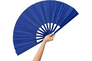 SWASEADA 13inch Large Rave Fan Popping Clacking Fans for Line Dancing, Folding Hand Fans for Women Foldable, Boots on The Ground Fan, Portable for Outdoor, Wedding, Party, Decoration (Royal Blue-1PCS)