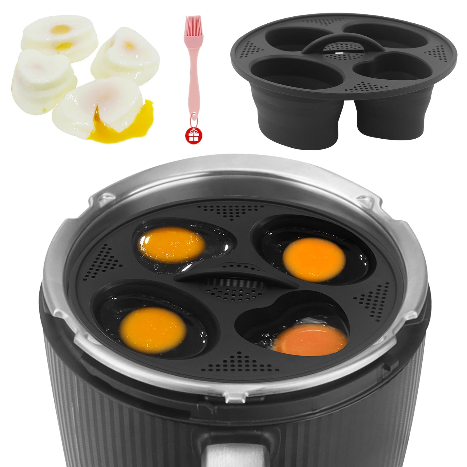 Photo 1 of Silicone Egg Poacher & Cooker Insert for Thermomix TM7, TM6, TM5 | 4-Egg Capacity, No Shell Needed | Food-Grade, BPA-Free Silicone Mold for Perfectly Poached or Hard Boiled Eggs | TM Accessories