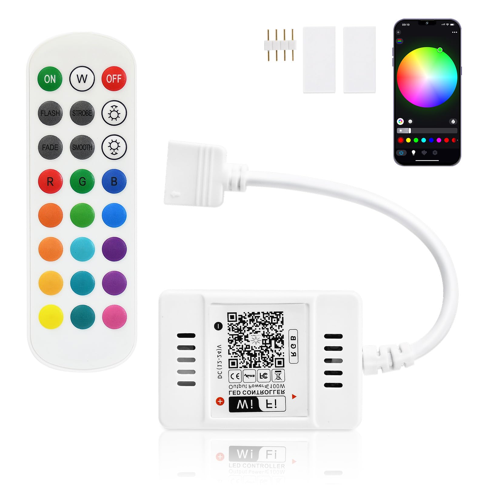 Mini RGB Led Strip Controller with Alexa, Wifi / App Controlled, Remote Control Working Controller with Android and IOS System 5V-28V For all 3528 5050 2835 led strip
