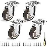 HOLKIE Caster Wheels 2 inch Heavy Duty Furniture Casters Set of 4 No Brake | 270 LBS Rubber Castors| No Noise| Ball Bearing Swive Castor Wheels for Furniture|Small Wheels for Desk,TV Stand,Coffee Table