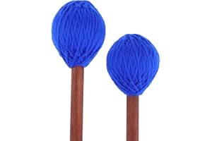 SAUYRASY 1Pair Marimba Mallets Medium Blue Hard Yarn Head Keyboard Percussion Marimba Mallets with Maple Wood Handle (Blue)