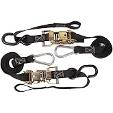Rider Cargo Ratchet Soft Loop Tie Downs W/Carabiner Black