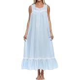 Alexander Del Rossa Cotton Nightgowns for Women, Victorian Nightgown, Ladies Vintage Cotton Sleeveless