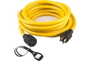 Yodotek 40FT Heavy Duty Generator Locking Power Cord NEMA L14-30P/L14-30R,4 Prong 10 Gauge SJTW Cable, 125/250V 30Amp 7500 Watts Yellow Generator Lock Extension Cord with UL Listed