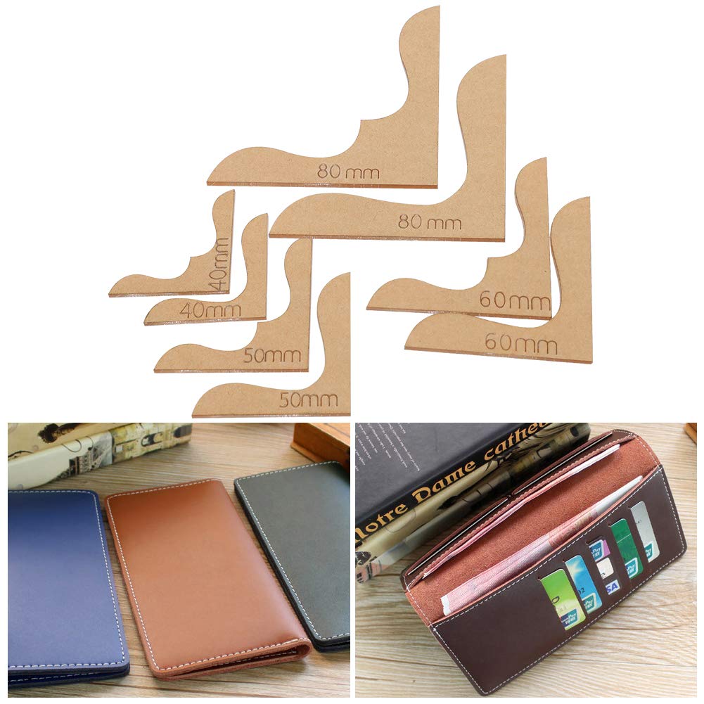 8Pcs Acrylic Wallet Corner Template for Leather Craft - DIY Flower Pattern Decoration Stencil Set for Bag and Wallet Making
