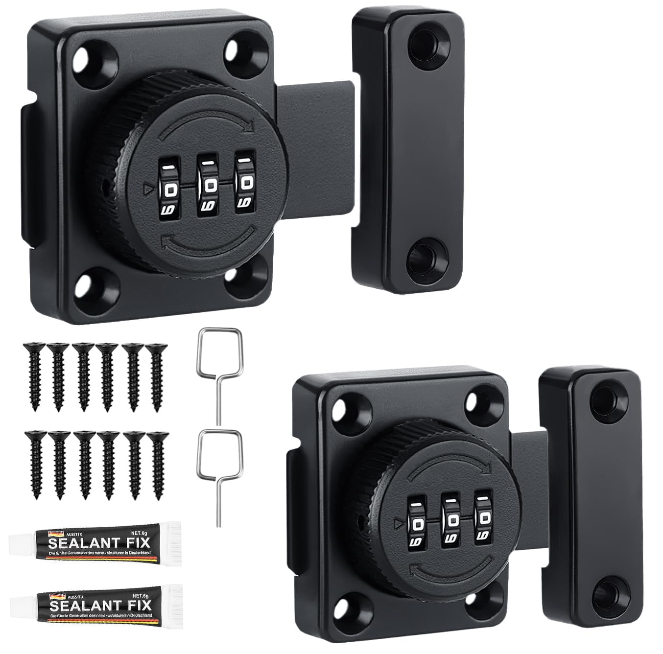 2PCS Cabinet Password Hasp Locks, Security Combination Bolt Lock Cabinet Locks Rotary Door Lock with Screws for Mailbox, Drawer & Office File Cabinet Door