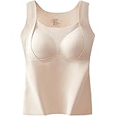 Mochiini Thickened Warm Tank Top with Shelf Bra, 2-in-1 Seamless Cashmere Silk Lifting Shelf Bra Tank