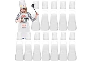 Ecoofor 24 Pieces kids chef hat and apron Ages 5-12 Kids Apron Children for Boys Girl's Cooking Baking Painting Wear