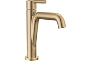 Delta Nicoli Brushed Gold Bathroom Faucet 1 Hole, Single Hole Bathroom Sink Faucet for Vanity, Push-Pop Drain Assembly, Champagne Bronze 15849LF-CZ