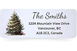 Set of 150 Self Adhesive Personalized Christmas Return Address Labels, Recycled Paper Labels 2.625” by 1”, Custom Labels for 