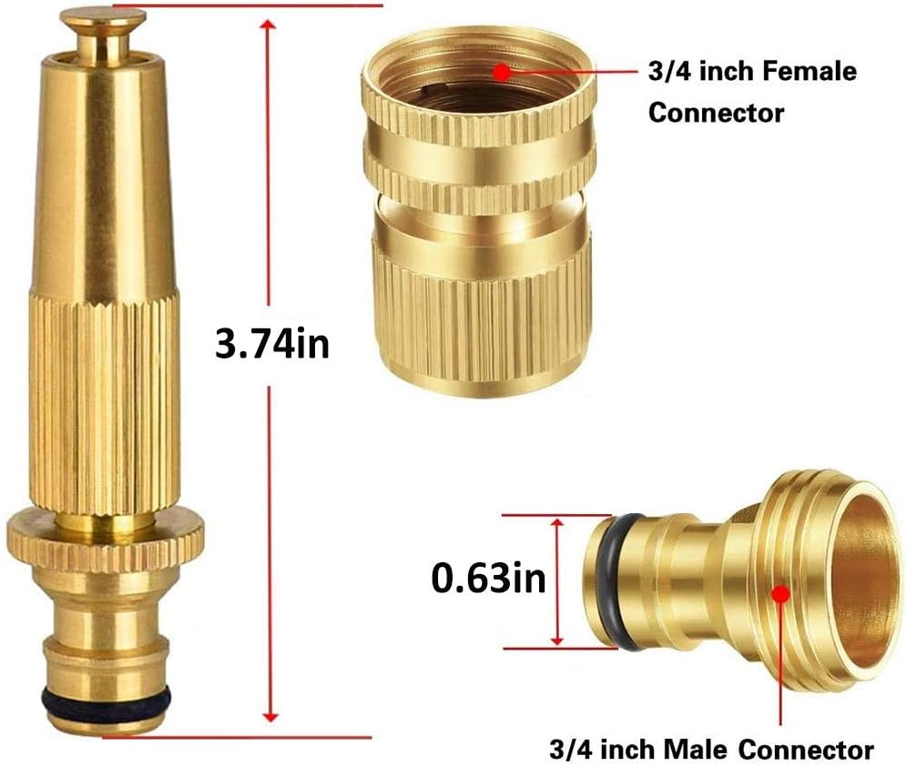 YUIP Female Brass Hose Connector, 3/4 inch Female Thread Tap Connector & Male Thread Brass Quick Connector & Spray Nozzle - Image 3