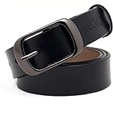 ESPOFY Women's Belt Genuine Leather Belt with Single Prong Alloy Buckle Red Black Brown