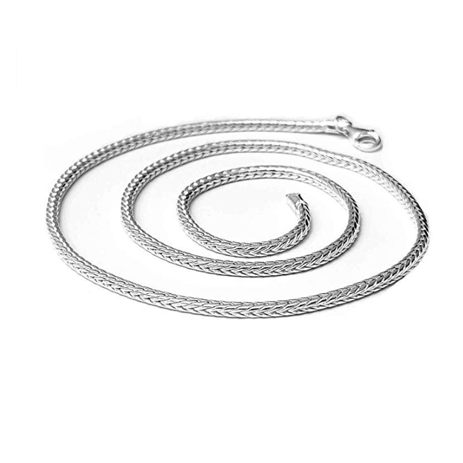 Treasure Bay Solid 925 Sterling Silver Fox Tail Chain Necklace Available in 42Cm, 45Cm, 48Cm, 50Cm, 52cm and 55Cm (52)