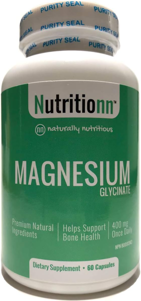 Magnesium Glycinate by Nutritionn 400 mg Once Daily Serving Premium