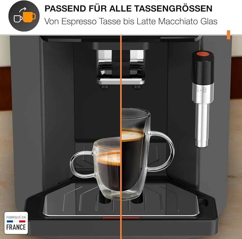 Sensation Kaffeevollautomat mit Milchschaumdüse, Kaffeemaschine für Espresso, Cappuccino & Latte Macchiato, gemacht für Bohnenkaffee & Filterkaffee, bis zu 5 Kaffeegetränke und 2-Tassen-Funktion