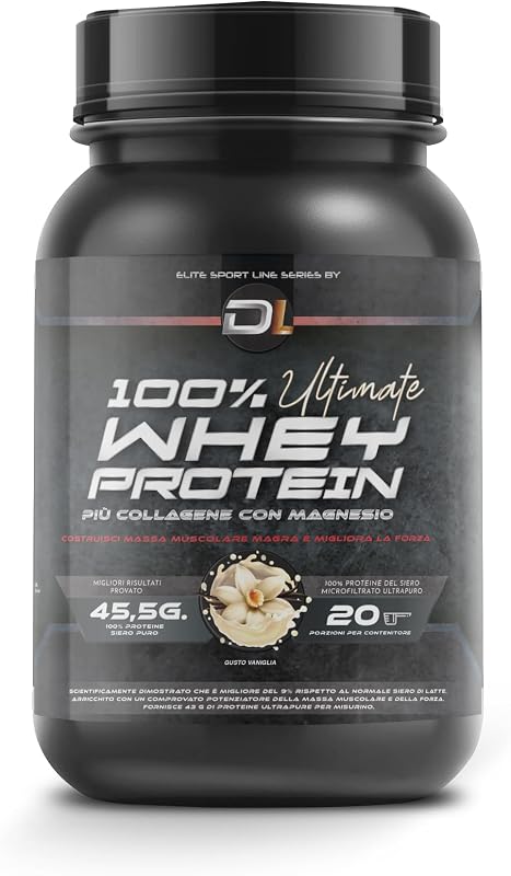 Whey Protein | Proteina in polvere con Collagene, Magnesio e Amminoacidi | Aumenta la massa muscolare | Supporta lo sviluppo e il recupero muscolare | Proteina facile da digerire | 1kg (Vaniglia)