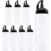 Jeffbaubl 8 Pack Plastic Squeeze Bottles, 12 Oz, Clear, Large | Condiment Squeeze Bottles, Plastic Squeeze Condiment Bottles With Leak-Proof Cap for Kitchen Use