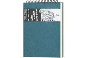 WANSHUI 8.3" x 5.8" Mixed Media Sketchbook, Top Spiral Bound Art Journal Sketchbook, 60 Sheets 92LB/150 GSM Acid-Free Neutral White Drawing Paper for Adults Beginners Artists.Blue Green
