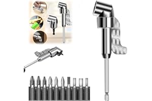 KOUJUT 105 Degree Right Angle Drill Adapter, 2025 Upgraded Right Angle Head Drill Attachment with Multi-function Bend Screwdriver Bit, Corner Tool Screw Hub, Drill Bit Adapter for Tight Spaces (Long 5.5in)